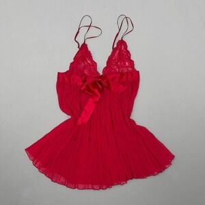 Y2K Victoria's Secret Sheer Babydoll Lingerie Bow Red Rare Women's Medium